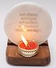 Homearte India Marble Namokar Mantra Tea Light Holder With Wood Stand - White