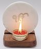 Homearte India Marble Ik Onkar Tea Light Holder With Wood Stand - White