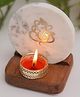 Homearte India Marble Ganesha Tea Light Holder With Wood Stand - White