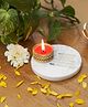 Homearte India Namokar Mantra Marble Tea Light Holder - White