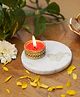 Homearte India Ik Onkar Marble Tea Light Holder - White