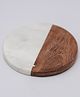 Homearte India  White Marble And Wood Round Coaster - Set Of 2