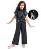 Hola Bonita Knit Sequinned Frill Sleeves Top and Glitter Pant Set - Black