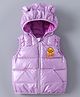 Kookie Kids Sleeveless Padded Hooded Jacket with Ears Applique & Duck Patch Detailing - Lavender