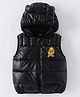 Kookie Kids Sleeveless Padded Hooded Jacket with Ears Applique & Duck Patch Detailing - Black