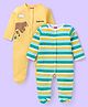 Babyhug Cotton Knit Full Sleeves Striped & Bear Printed Sleep Suits Pack of 2 - Yellow & Green