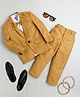 Jeet Ethnics Full Sleeves Checked 4 Piece Coordinating Party Suit Set - Mustard