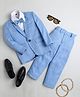 Jeet Ethnics Full Sleeves Checked 4 Piece Coordinating Party Suit Set - Blue