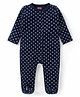 Babyhug Cotton Knit Full Sleeves Sleep Suit With Polka Dots Print - Navy