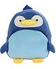 Delicado Premium Quality Soft design blue Penguin shape school Bag for Kids - 14 Inches