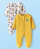 Babyhug Cotton Knit Full Sleeves  Animal Printed Sleep Suits Pack of 2 - Yellow & White