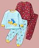 BLUSHES 100% Cotton Pack Of 2 Full Sleeves Shark & Space Theme Printed Night Suits - Sea Green & Maroon
