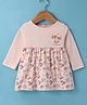 CUCUMBER Interlock Knit Full Sleeves Frock With Floral Print - Peach