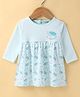 CUCUMBER Interlock Knit Full Sleeves Frock With Turtle Print - Light Blue