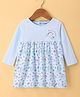 CUCUMBER Interlock Knit Full Sleeves Frock With Turtle Print - Light Blue