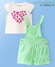 Babyoye Jaquard  Dungarees & Half Sleevs Tee Floral Print- Green & White