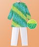 Pine Kids Cotton Woven Full Sleeves  Bandhani Printed Kurta Pyjama Set - Green