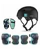 Jaspo Sx 4 Ultra Protective Set for Skating -  Cycling Helmet Set with Knee Pads Elbow Pads Wrist Guards -  Adjustable Helmet -  Protective Gear Set for Bicycle Roller Skating Skateboarding (Extra Small - Cyan)