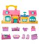 WISHKEY Plastic Doll House for Kids, Role Play Set Dolls House for Girls, Doll House Set with 9 Accessories, Toy House for Girls Pink, (Pack of 1)