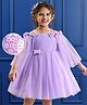 Mark & Mia Cold Shoulder Sleeves Pleated Party Frock with Star Glitter Detailing & Bow Applique - Lavender