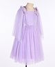 Mark & Mia Cold Shoulder Sleeves Pleated Party Frock with Star Glitter Detailing & Bow Applique - Lavender