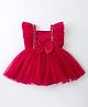 Mark & Mia Woven Frill Sleeves Party Onesie with Bow Applique - Red