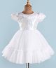 Mark & Mia Woven Half Sleeves Party Frock With Sequin Design & Frill Detailing - White