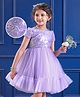 Mark & Mia Woven Half Sleeves Party Frock With Sequin Design & Frill Detailing - Mauve