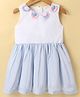 Orrigany Cotton Knit Sleeveless Dress with Pom Pom Corsage in Neck - Sky Blue