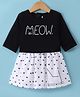 ORRIGANY Knit Full Sleeves Frock With Cat Print - Black