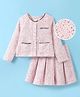 Mark & Mia Full Sleeves Embroidered Top & Pleated Skirt Winter Party Suit - Pink