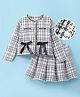 Mark & Mia Full Sleeves Embroidered Top & Pleated Skirt Winter Party Suit with Bow Applique - White