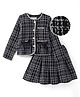 Mark & Mia Full Sleeves Embroidered Top & Pleated Skirt Winter Party Suit with Bow Applique - Black