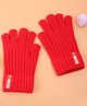 Pine Kids Pair of Winter Gloves With Text Patch - Red