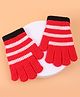 Pine Kids Pair of  Winter Gloves With Strips Design - Red