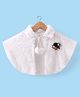 Babyhug Woven Half Sleeves Tie Up Collared Poncho with Pom Pom Detailing & Floral Applique - White