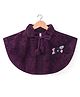 Babyhug Woven Half Sleeves Party Poncho with Pom Pom Tie Up & Floral Applique - Wine