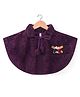 Babyhug Woven Half Sleeves Party Poncho with Pom Pom Tie Up & Floral Applique - Wine