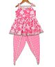 AATYA KIIDS Cotton Sleeveless Flower Printed Peplum Top With Dhoti - Pink