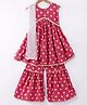 Teentaare Cotton Woven Sleeveless Kurta & Gharara Set with Dupatta Polka Dot Print & lace Detailing - Red