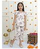 Ka-mee Cotton Frill  Sleeves Floral Printed Co Ord Set -  Purple