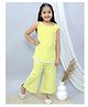 Ka-mee Cotton Sleeveless  Floral Printed Kurta With Palazzo - Yellow