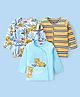 Babyhug 100% Cotton Knit Full Sleeves Antibacterial Striped Front Open Vest Cub Print Pack of 3 - White Yellow & Blue