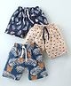 Teddy Sinker Above Knee Length Shorts Dino & Tropical Print Pack of 3 - Multicolour