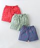 Teddy Sinker Knit  Above Knee Length Shorts Star & Hearts Print with Bow Applique Pack of 3 - Multicolour