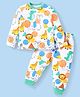 Babyhug Cotton Knit Full Sleeves Animal Printed Night Suit - White