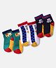 Doodle Poodle Cotton Knit Ankle Length Vehicle & Text Designed Socks Pack of 3 - Green White & Navy Blue