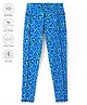 Pine Active Knit Full Length Super Stretch Leggings With Cheetah Print - Blue