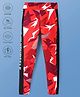 Pine Active Full Length Super Stretch Abstract Printed Leggings - Red