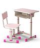 BAYBEE Kids Study Table for Students with Chair, 3 Height Adjustable Desk & Chair, Book Storage Space, Bag Holder Hook, Pen Space Slot | Reading & Writing Study Table for Kids (Pink)
